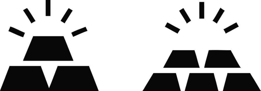 Gold bar icons representing wealth financial investment assets and banking currency reserves for economic growth concept.