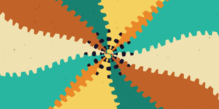 Colorful fractal geometric pattern with hexagonal center Vector, illustration