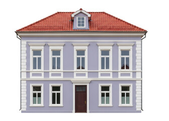 Obraz premium Elegant white and red classic European townhouse with symmetrical windows