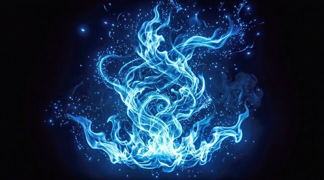 Blue Electric Spark Discharge With Glowing Particles in Dark Space