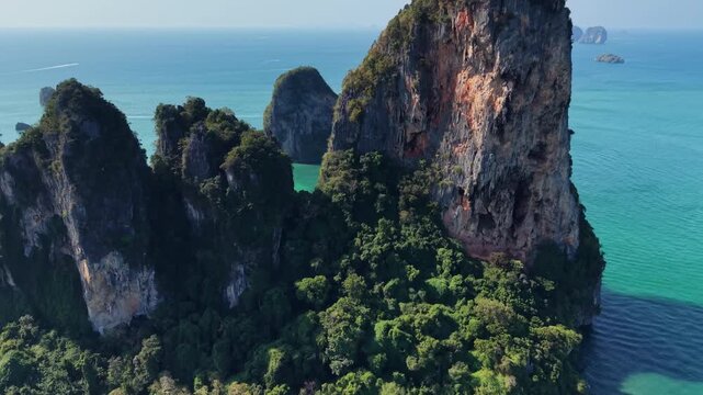 Thailand, a paradise beach in Krabi, video filmed with a DJI Mini 5 Pro drone in 2026. 4K quality. Color grading by DaVinci Resolve 