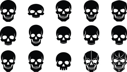 Obraz premium Halloween vector bundle diverse skull illustrations for spooky designs october celebrations