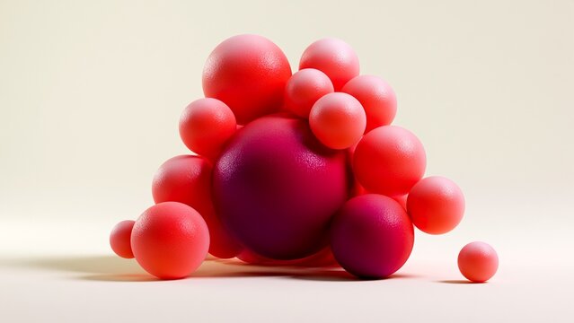 Coral Pink Purple 3D Mixed Sphere Group Abstract Background
