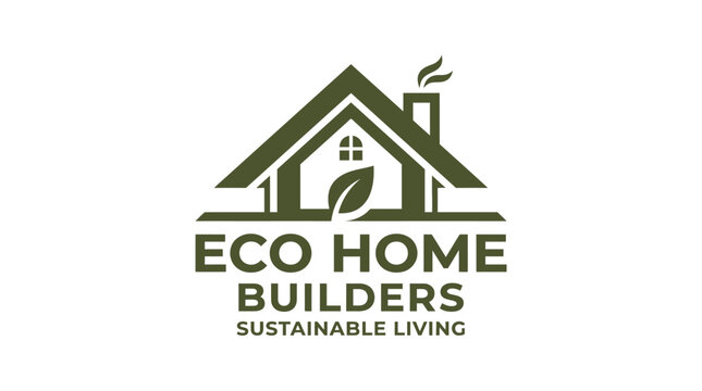 Eco home builders create sustainable living logo with house and leaf
