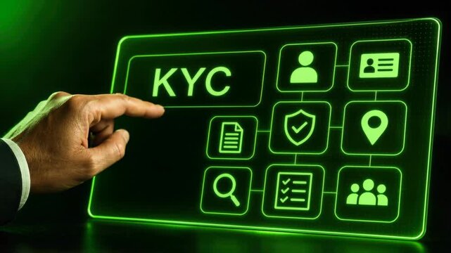 Businessman using futuristic digital interface for secure identity verification and data protection technology