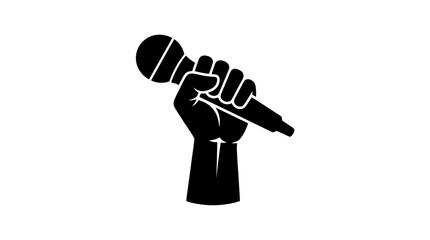 Fototapeta premium Fist holding microphone, symbolizing protest, speech, or music
