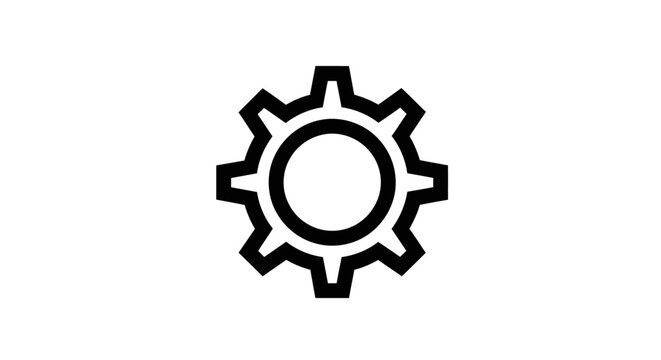 Large industrial gear wheel icon with thick cog teeth.