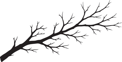 Fototapeta premium Bare tree branch silhouette vector