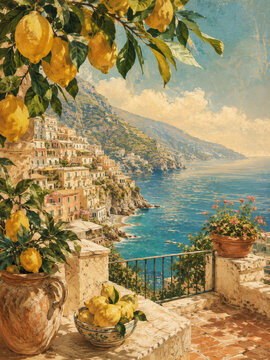 Amalfi Coast lemon terrace with sea view