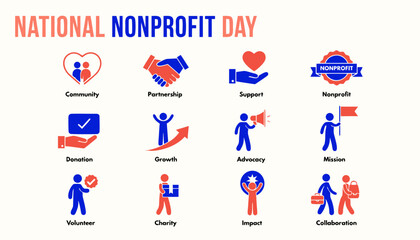 Fototapeta premium National nonprofit day icons for charity