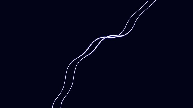 Thin white wavy lines moving on dark blue backdrop. Abstract geometric curves pattern for corporate technology presentation. Animated curves background.