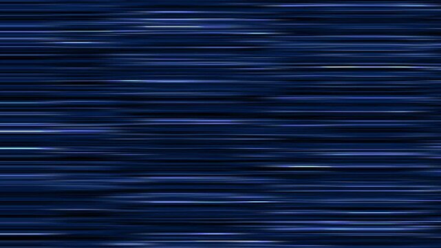 Abstract dark blue streaks of light with bright highlights. Neon light waves for creative technology presentation intro. Animated light trails loop.