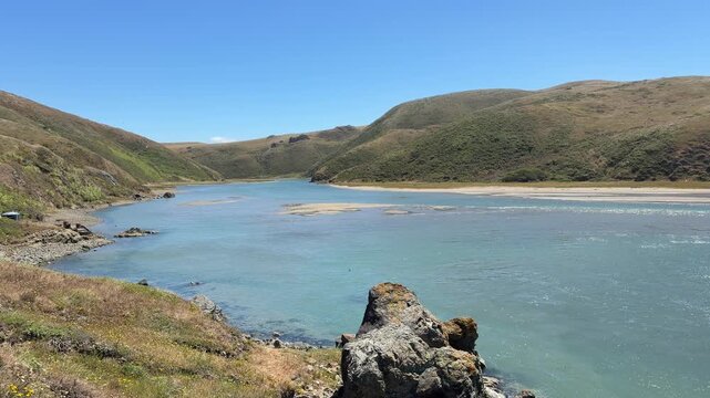 Estero Americano, a tidal estuary dividing Sonoma and Marin counties in California, and part of the Estero Americano Coastal Preserve.