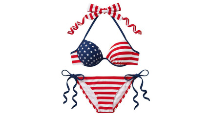 Fototapeta premium American flag bikini with patriotic design isolated on transparent background
