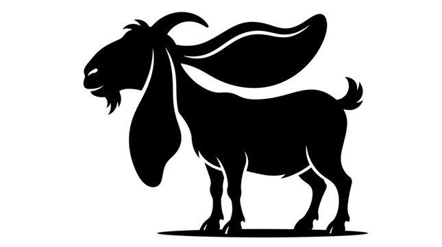 Black silhouette of an adult goat.