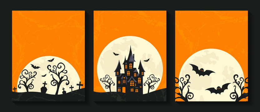 spooky halloween flyer collection in orange tones.