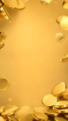 Golden Gold Coins on a Gold Background Representing Wealth Finance Investment and Savings © Uncle-Ice