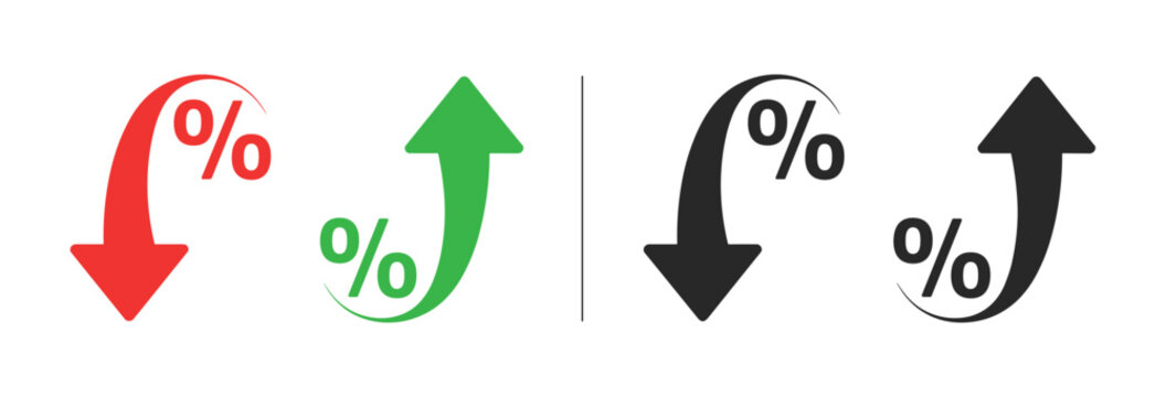 Up and Down Percentage Arrows. A visual representation of economic trends. business graphic, finance concept, increase or decrease.