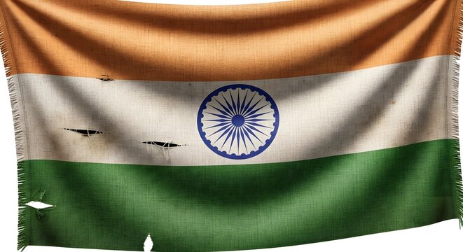 Happy independence day india celebrating freedom with a tattered indian flag