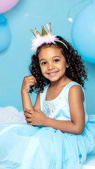 Obraz premium Fröhliches Mädchen als Prinzessin bei Kinderparty