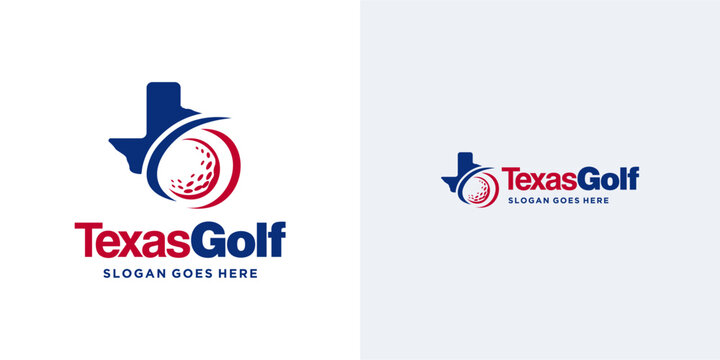 Creative texas golf logo icon design vector illustration, Symbol state outline integrated with golf ball and flag for emblem sports branding and brand identity