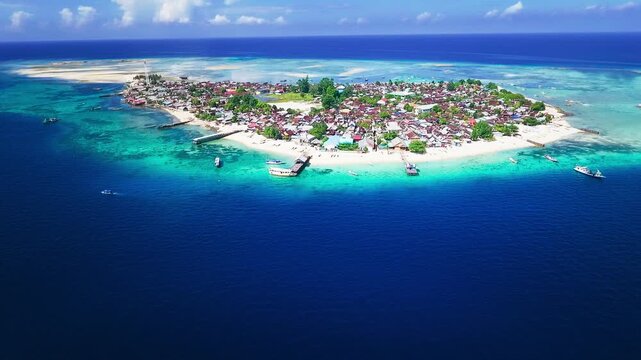 Drone View of Kodingareng Island Near Makassar Indonesia