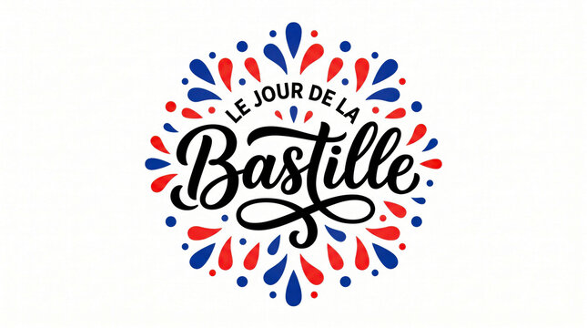 Bastille day celebration logo with fireworks design