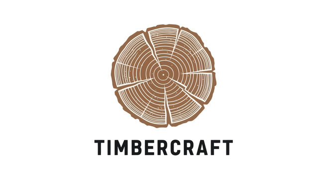 Timbercraft logo with a detailed cross-section of a tree trunk showing growth rings.