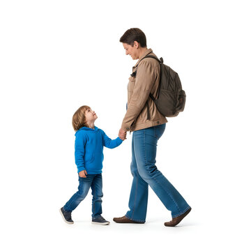 Adult holding child's hand walking together