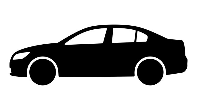 Black sedan car side view.
