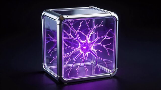 Neuron in glass cube