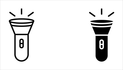 Flashlight or torch icon set, vector illustration for light, illumination, and emergency tools., on a white background. © Rahmad