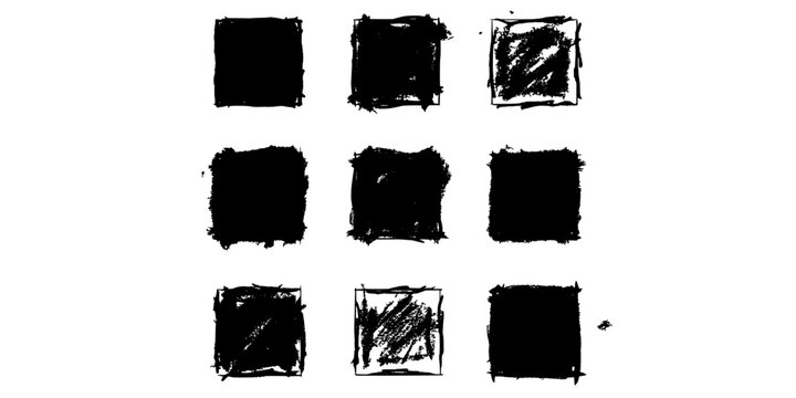 Squares Grid Icon of Nine Black Square Tiles Arranged in a 3x3 Pattern on a White Background Featuring Tile, Symbol, Design