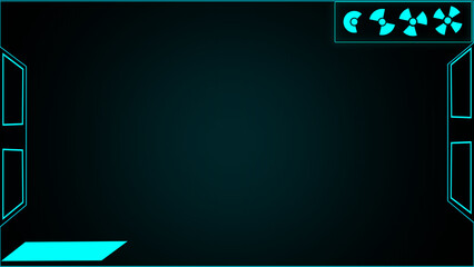 Futuristic HUD frame features abstract digital icons. This futuristic HUD frame provides a technology border. Futuristic HUD frame for science fiction screens. © Sabrix