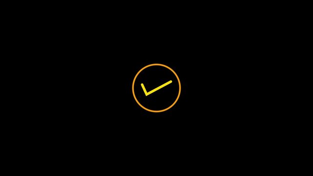 Minimalist animated checkmark in yellow circle on black background