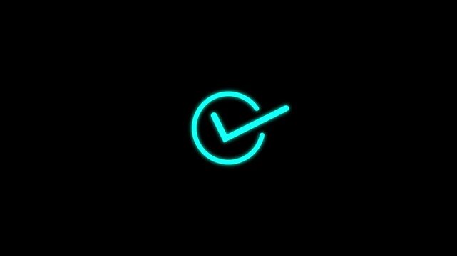 Cheak mark icon sign. Check mark icon animation on black background.