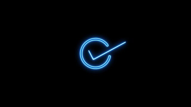 Cheak mark icon sign. Check mark icon animation on black background.