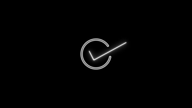 Cheak mark icon sign. Check mark icon animation on black background.