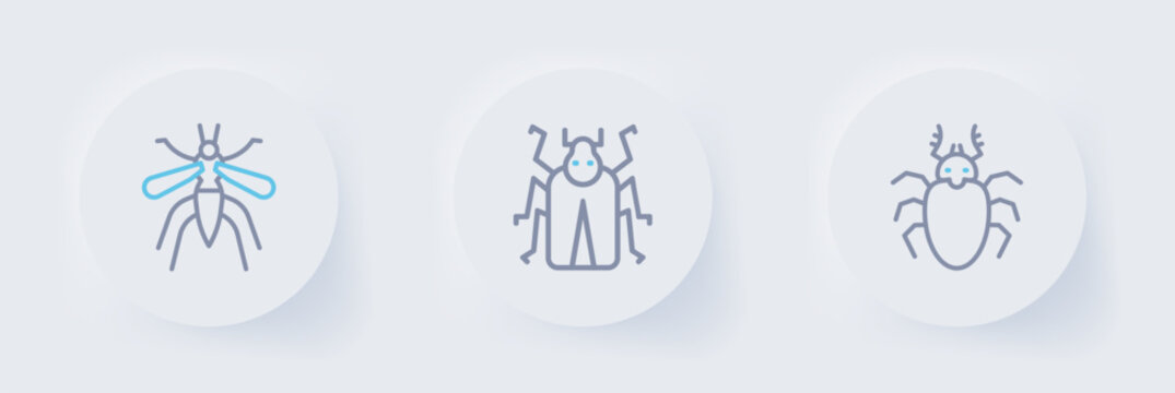 Set line Beetle deer, bug and Mosquito icon. Vector