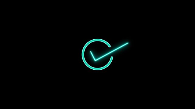 Cheak mark icon sign. Check mark icon animation on black background.