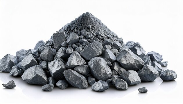 pile of raw nickel ore before processed isolated on white background