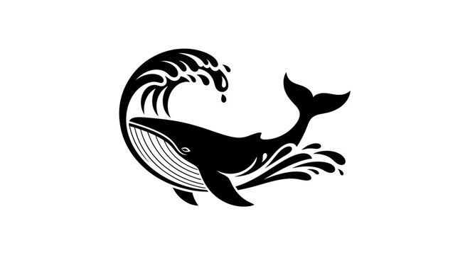 Whale breaching in circular ocean wave.