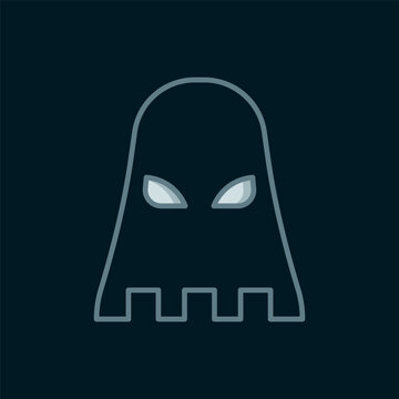 Line Executioner mask icon isolated on black background. Hangman, torturer, executor, tormentor, butcher, headsman icon. Flat filled outline style with shadow. Vector