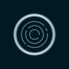 Naklejka premium Line Checker game chips icon isolated on black background. Flat filled outline style with shadow. Vector