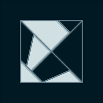 Line Rubik cube icon isolated on black background. Mechanical puzzle toy. Rubik's cube 3d combination puzzle. Flat filled outline style with shadow. Vector