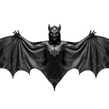 Scary black vampire bat flying with wings spread wide for halloween decoration