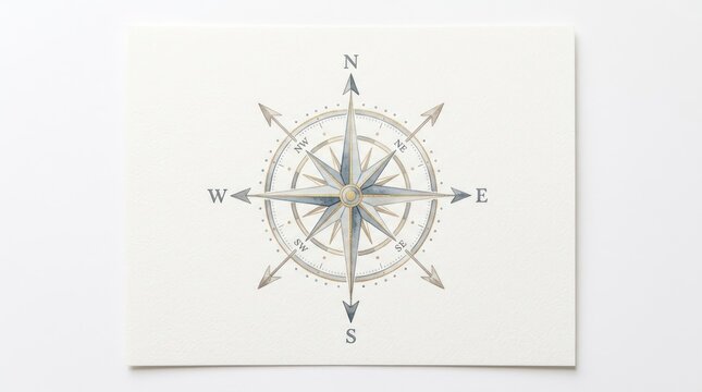 Vintage compass rose on light background for navigation