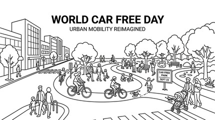 Obraz premium World Car Free Day Urban Mobility Reimagined Coloring Page