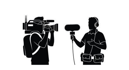 Cameraman And Interviewee In Black Silhouette operator filmmaker videographer interviewer © Creativekhairul02