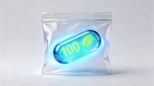 Pill in sealed package on white background